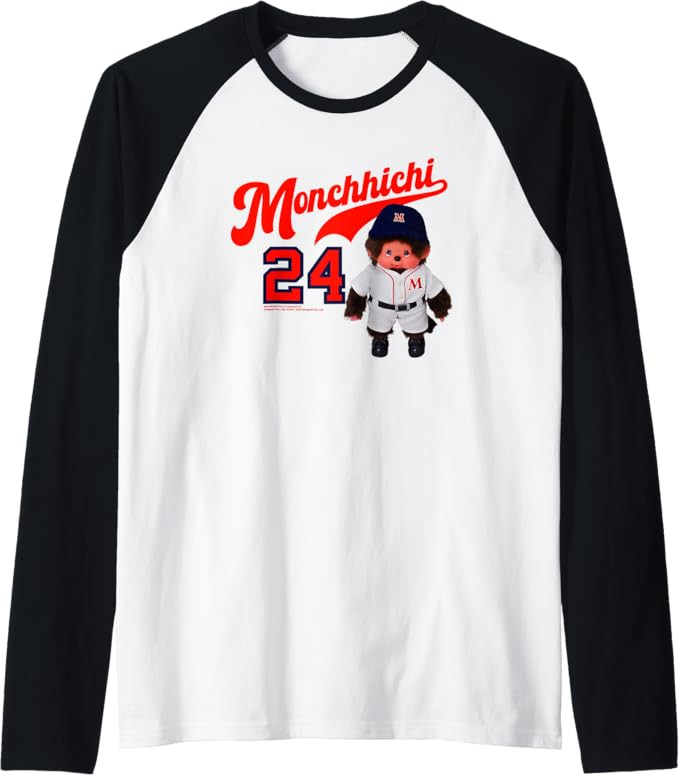 Monchhichi Little Baseball Player #24 Vintage Photo Raglan Baseball Tee | Amazon (US)