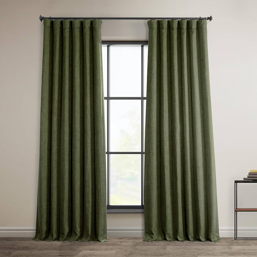 HPD Half Price Drapes Faux Linen Room Darkening Curtains - 96 Inches Long Luxury Linen Curtains f... | Amazon (US)