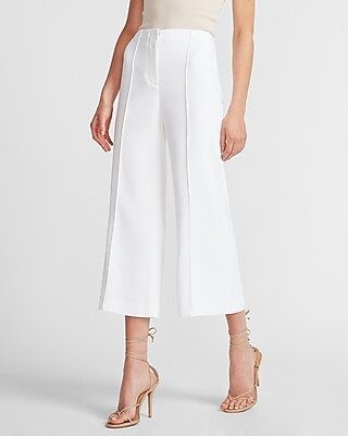 High Waisted Lined Cropped Wide Leg Palazzo Pant White Women's 10 | Express