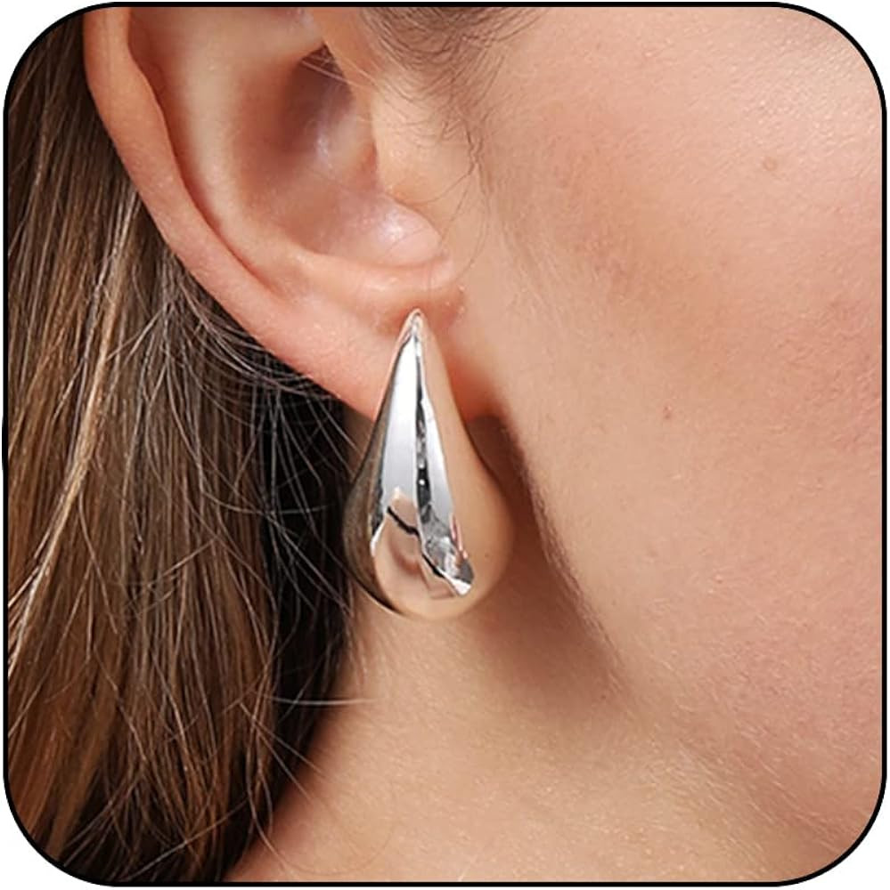 Avotto Earrings Chunky Hoop Earrings for Women Girls, Lightweight Hollow Open Hoops Tear Drop Tea... | Amazon (US)