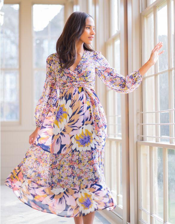 Boho Floral Maternity & Nursing Midi Dress | Seraphine US