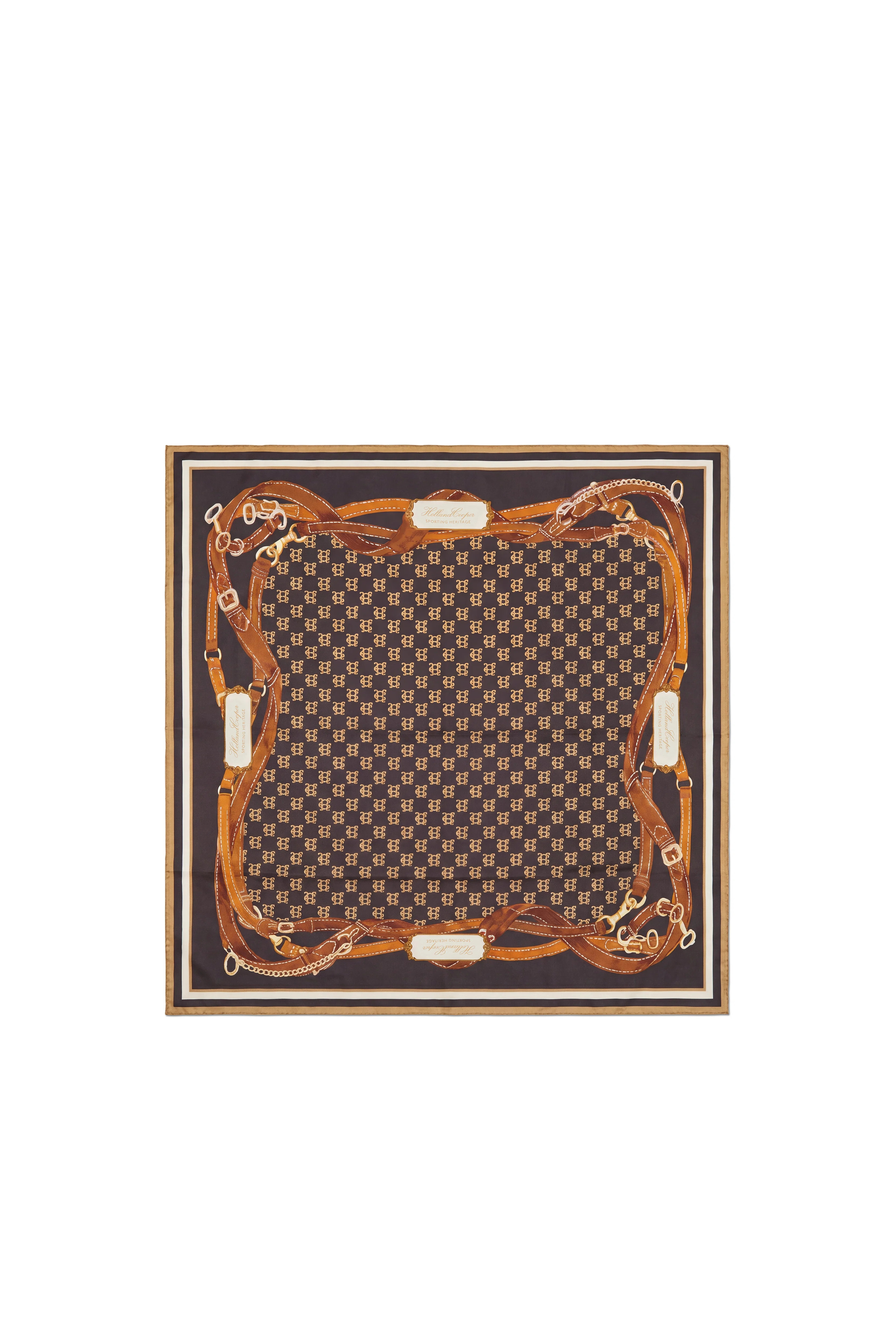 Silk Scarf (Chocolate Monogram) | Holland Cooper