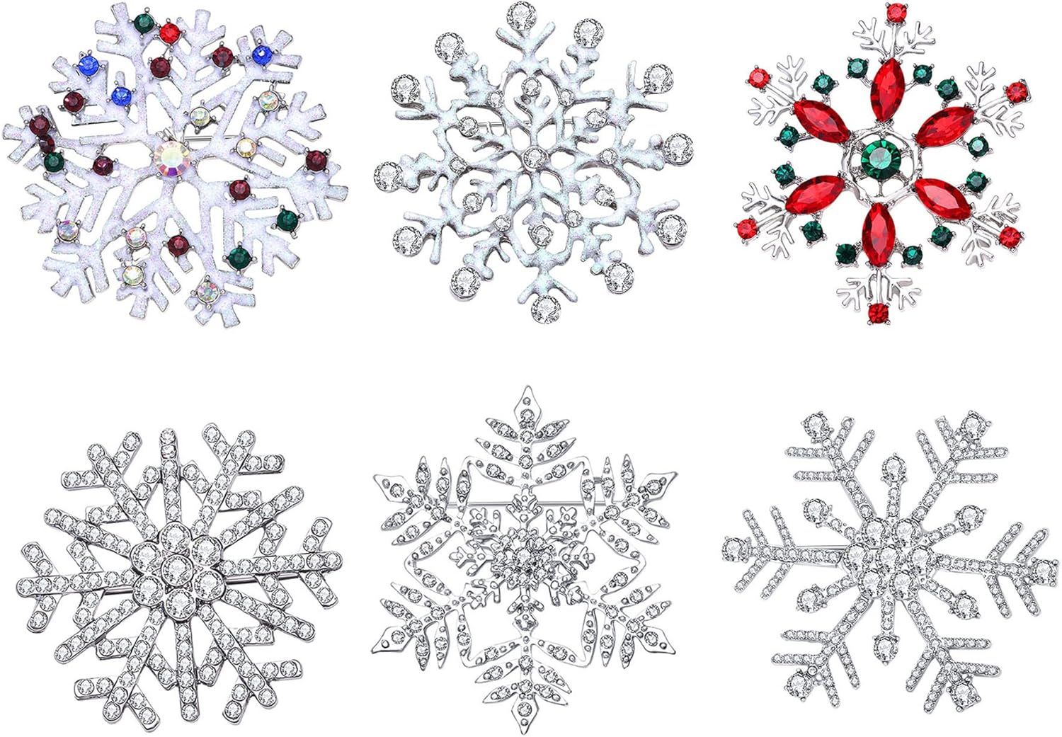 Christmas Snowflake Brooches for Women Xmas Crystal Brooch Pins Set for Girls Men Christmas Jewel... | Amazon (US)
