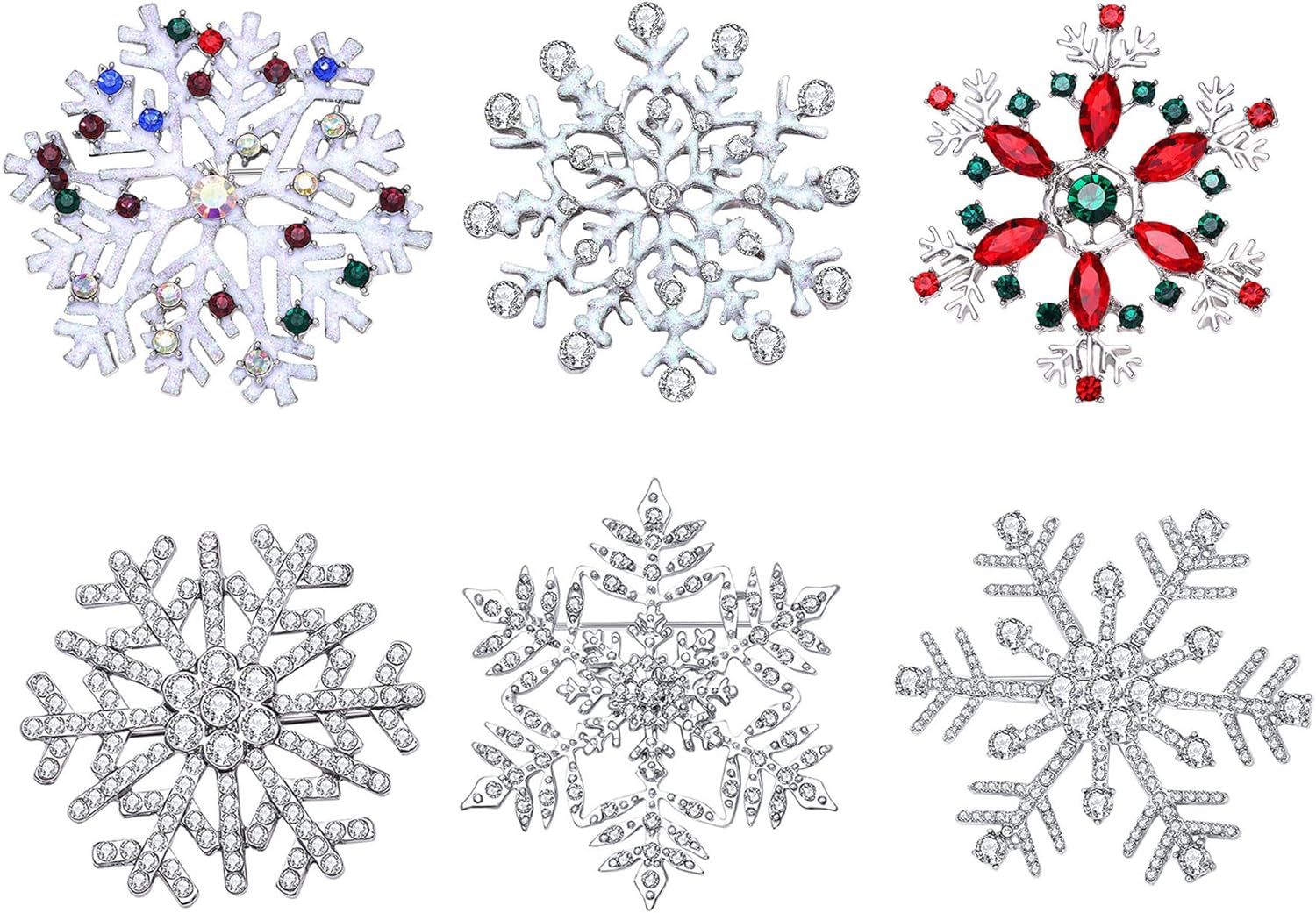 Christmas Snowflake Brooches for Women Xmas Crystal Brooch Pins Set for Girls Men Christmas Jewel... | Amazon (US)