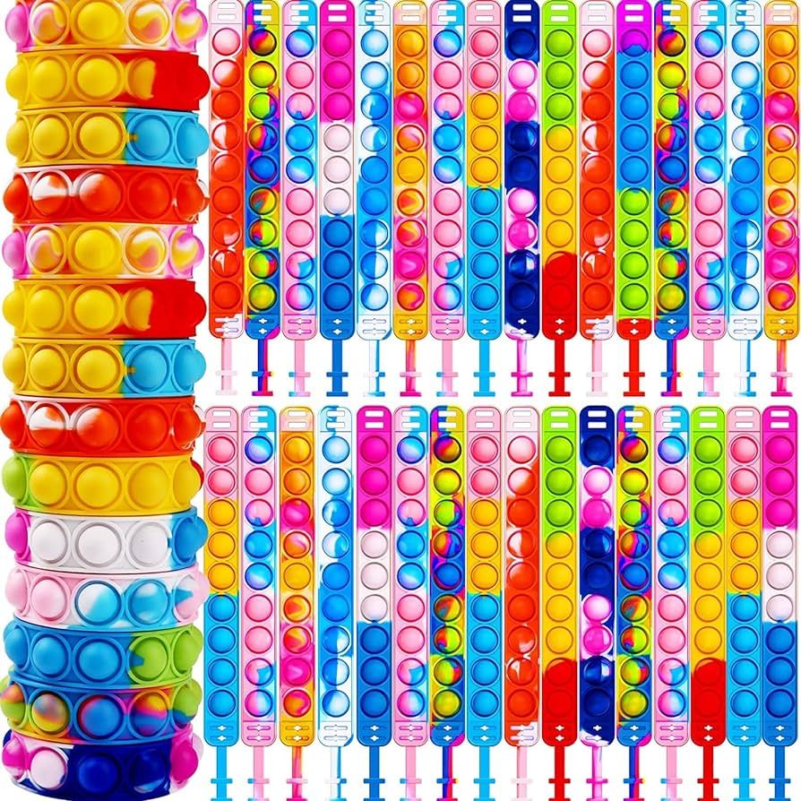 YOGINGO 30 PCS Pop Bracelet Fidget Toys Pack,Multi-Color Fidget Bracelet for Kids,Sensory Toys St... | Amazon (US)