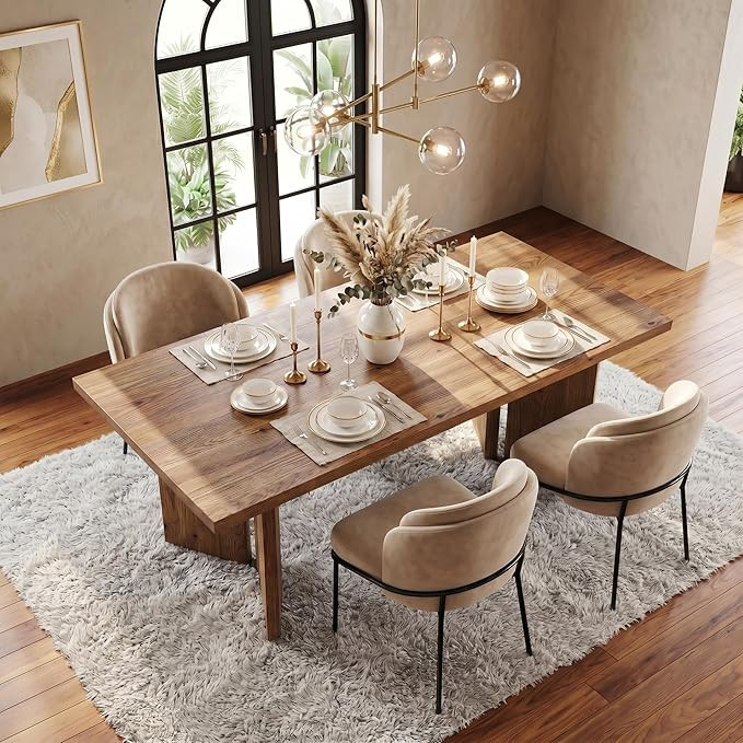Little Tree Solid Wood Dining Table for 4-6, 63-Inch Farmhouse Kitchen Table, Wood Rectangular Di... | Amazon (US)
