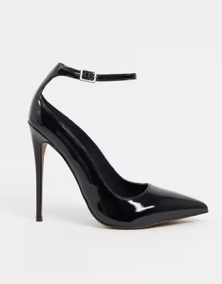 ASOS DESIGN Participate stiletto court shoes in black patent | ASOS (Global)