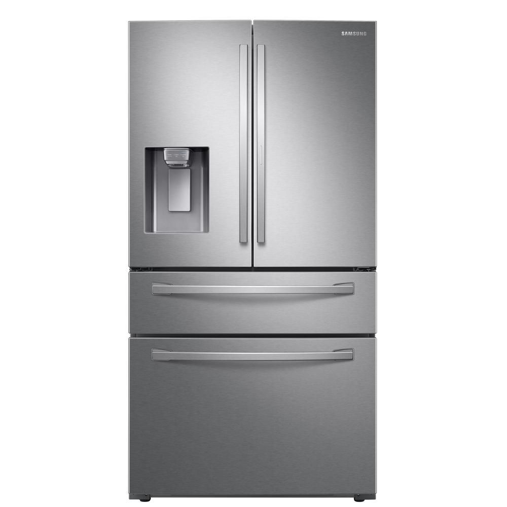 Samsung 22.4 cu. Ft. Food Showcase 4-Door French Door Refrigerator in Fingerprint Resistant Stain... | The Home Depot