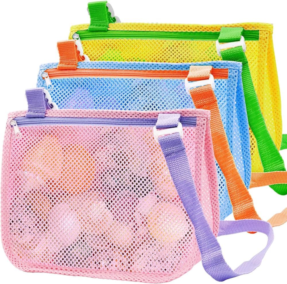 Beach Toy Mesh Beach Bag, 3Pcs Seashell Collecting Bags with Adjustable Shoulder Straps, Sand Toy... | Amazon (US)