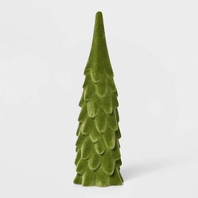 Large Flocked Velvet Christmas Tree Decorative Figurine Green - Wondershop™ | Target