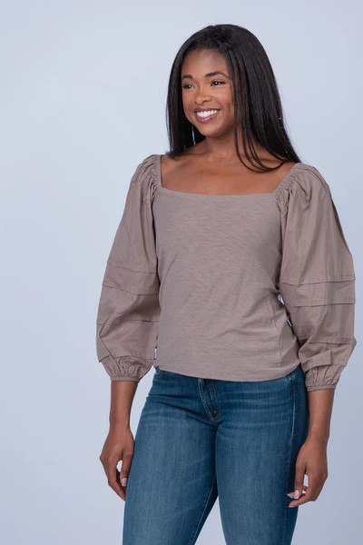 Nation Ltd Emmeline Pintucked Top in Granite | CoatTails LLC
