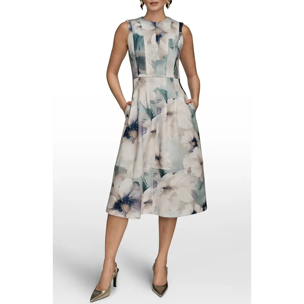 Donna Karan New York Floral Fit & Flare Midi Dress in Laurel Multi at Nordstrom, Size 2 | Nordstrom