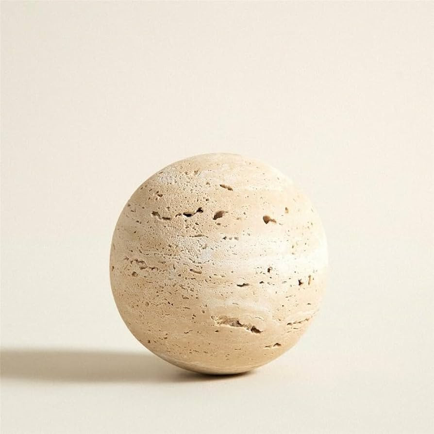 Travertine Sphere, Natural Stone Ball, Natural Home Décor, Decorative Balls, Sustainable Book Sh... | Amazon (US)