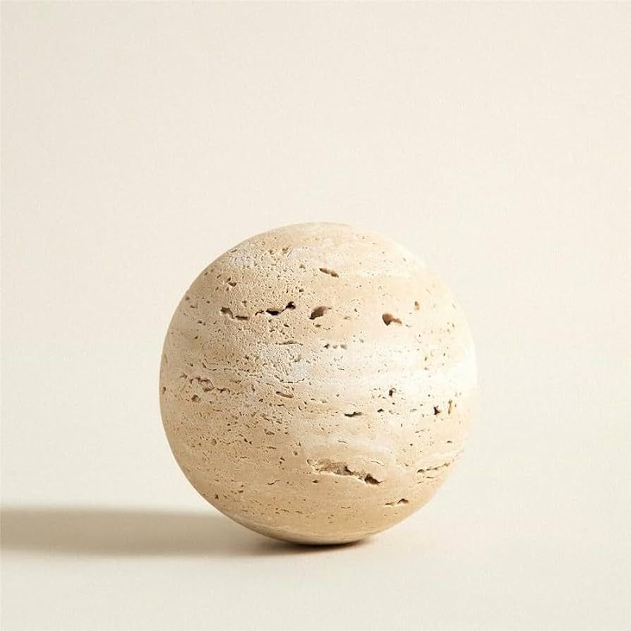 Travertine Sphere, Natural Stone Ball, Natural Home Décor, Decorative Balls, Sustainable Book Sh... | Amazon (US)