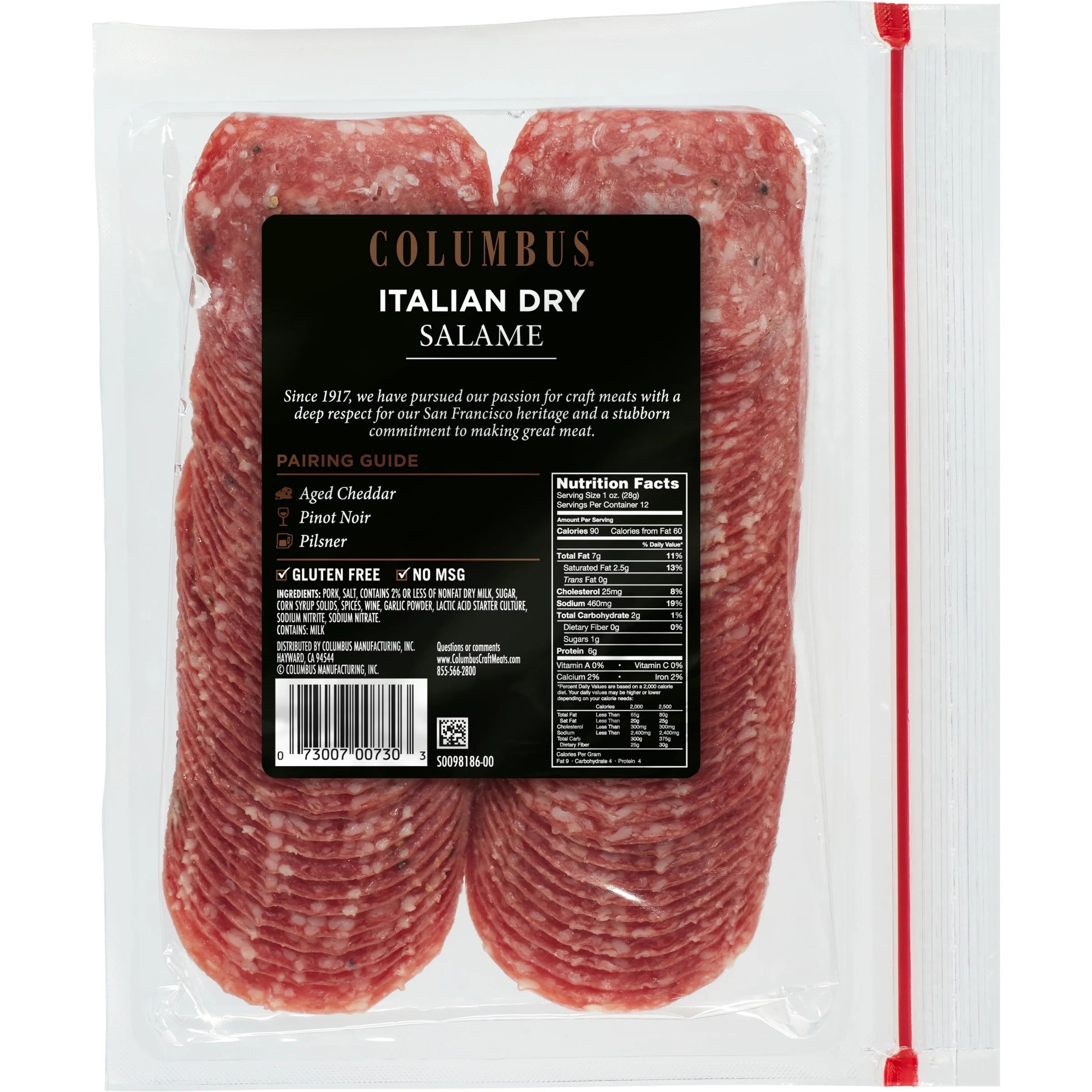COLUMBUS, Italian Dry Salami, Sliced Charcuterie Meat, Quality Pork, 12oz Plastic Tray - Walmart.... | Walmart (US)
