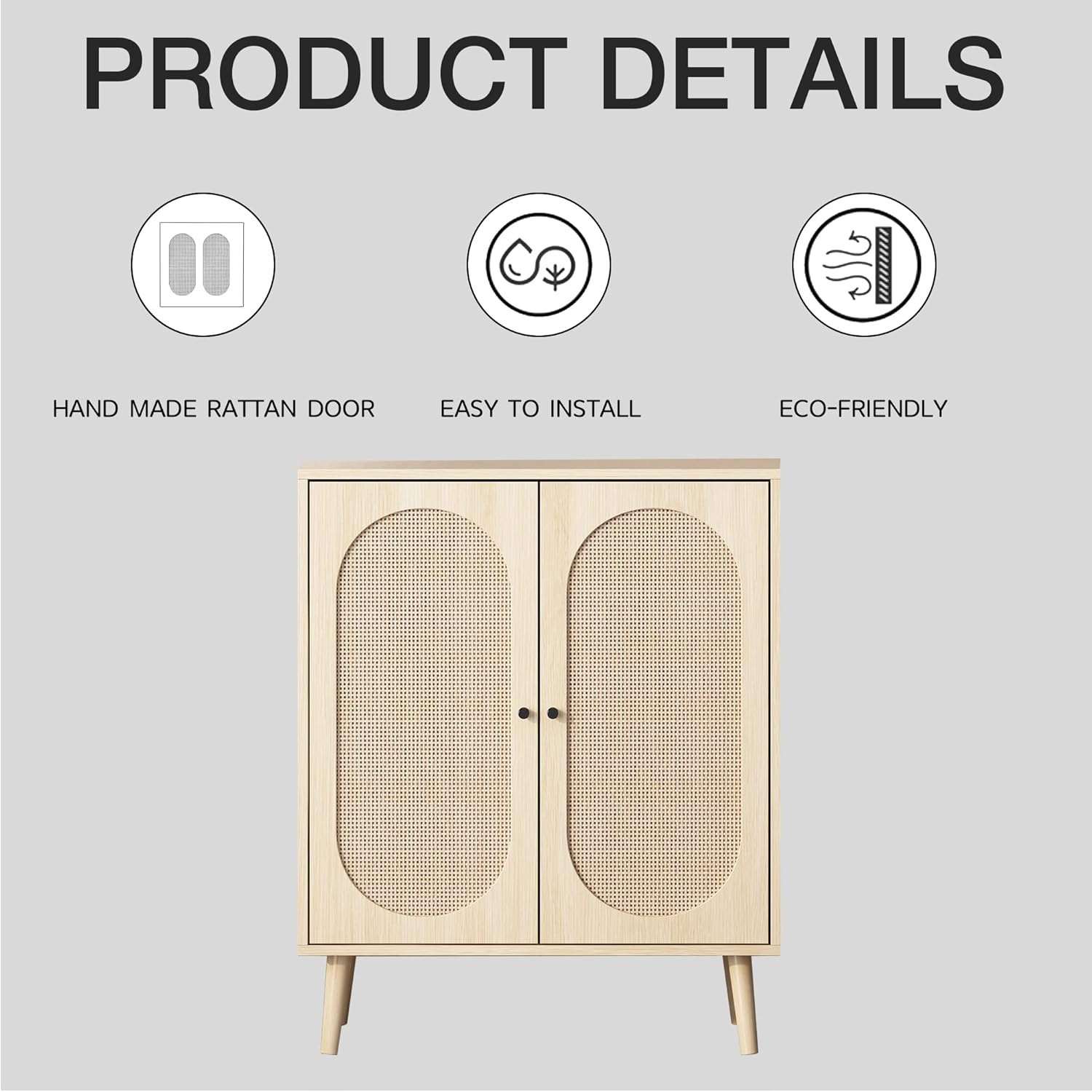 QHITTY Rattan Sideboard Buffet Cabinet, Accent Kitchen Storage Cabinet Console Table with Adjusta... | Amazon (US)