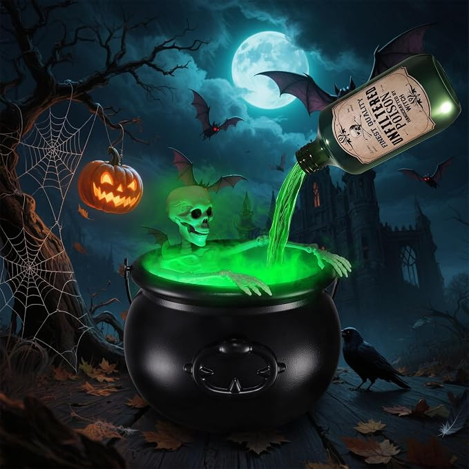 Halloween Decorations Indoor - Black Plastic Witches Cauldron Bowl with Skeleton, Magic Floating ... | Amazon (US)