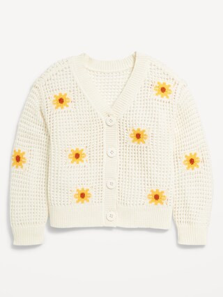 Pointelle-Knit Button-Front Cardigan Sweater for Toddler Girls | Old Navy (US)