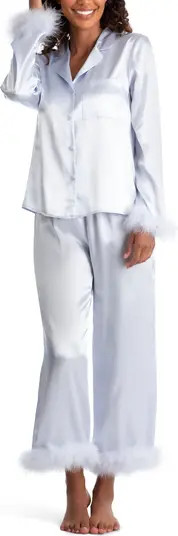In Bloom by Jonquil Feather Trim Satin Pajamas | Nordstrom | Nordstrom