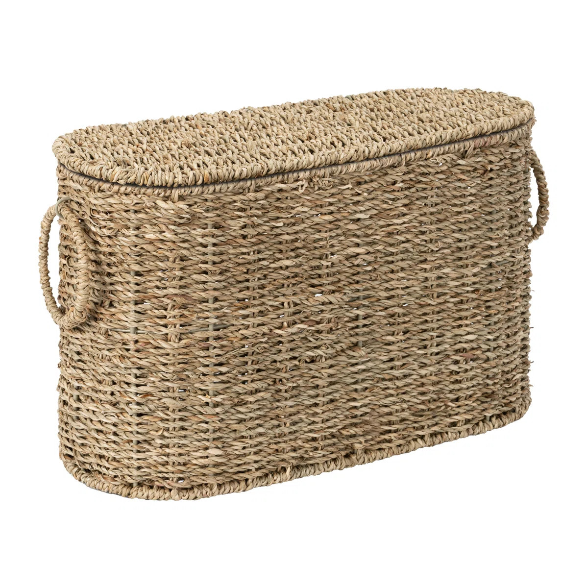 Handwoven Wicker Toilet Paper Holder for 6 Regular Rolls, Wicker Storage Basket with Lid, Seagras... | Wayfair North America