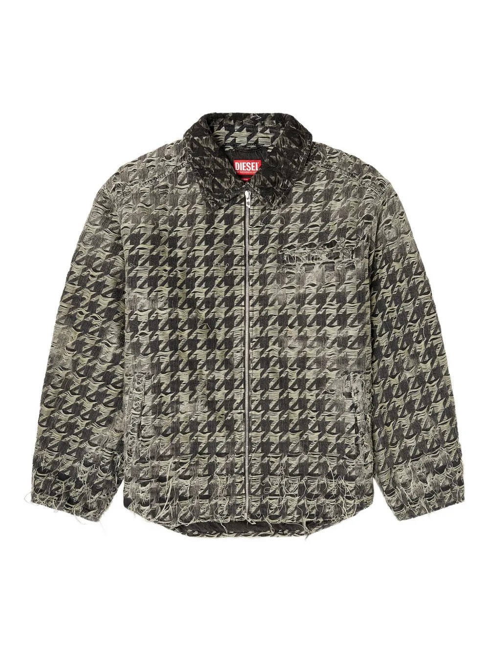 houndstooth-pattern frayed-edges denim jacket | Farfetch Global