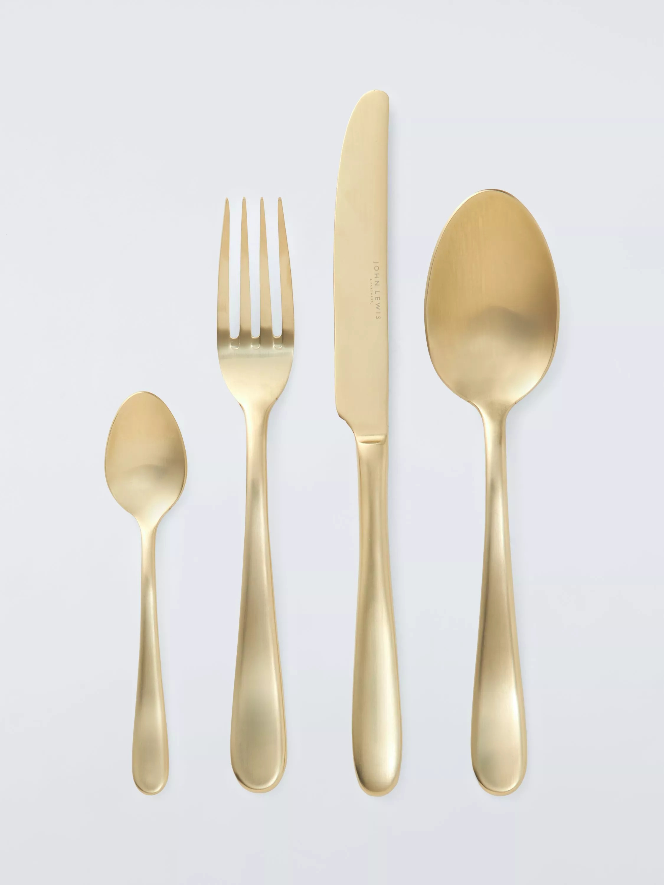 John Lewis Stainless Steel Cutlery Set, 4 Piece/1 Place Setting, Champagne | John Lewis (UK)
