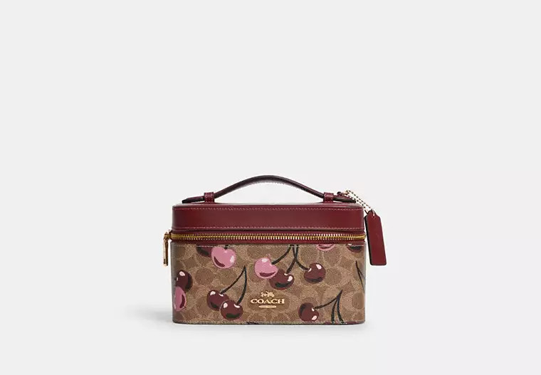 Cosmetic Case In Signature Canvas With Cherry Print | Coach Outlet US