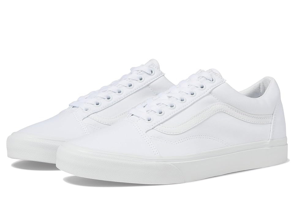 Vans Old Skool Shoes True White : Men's 4.5 - Women's 6 Medium, Canvas/Leather/Suede | Zappos
