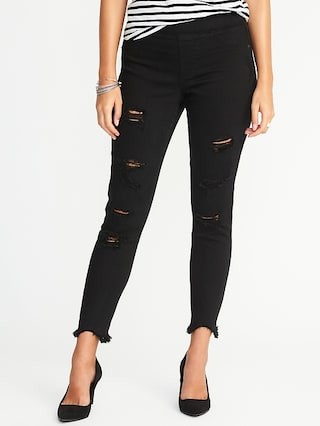 Old Navy Womens Distressed Rockstar Jeggings For Women Black Size 0 | Old Navy US