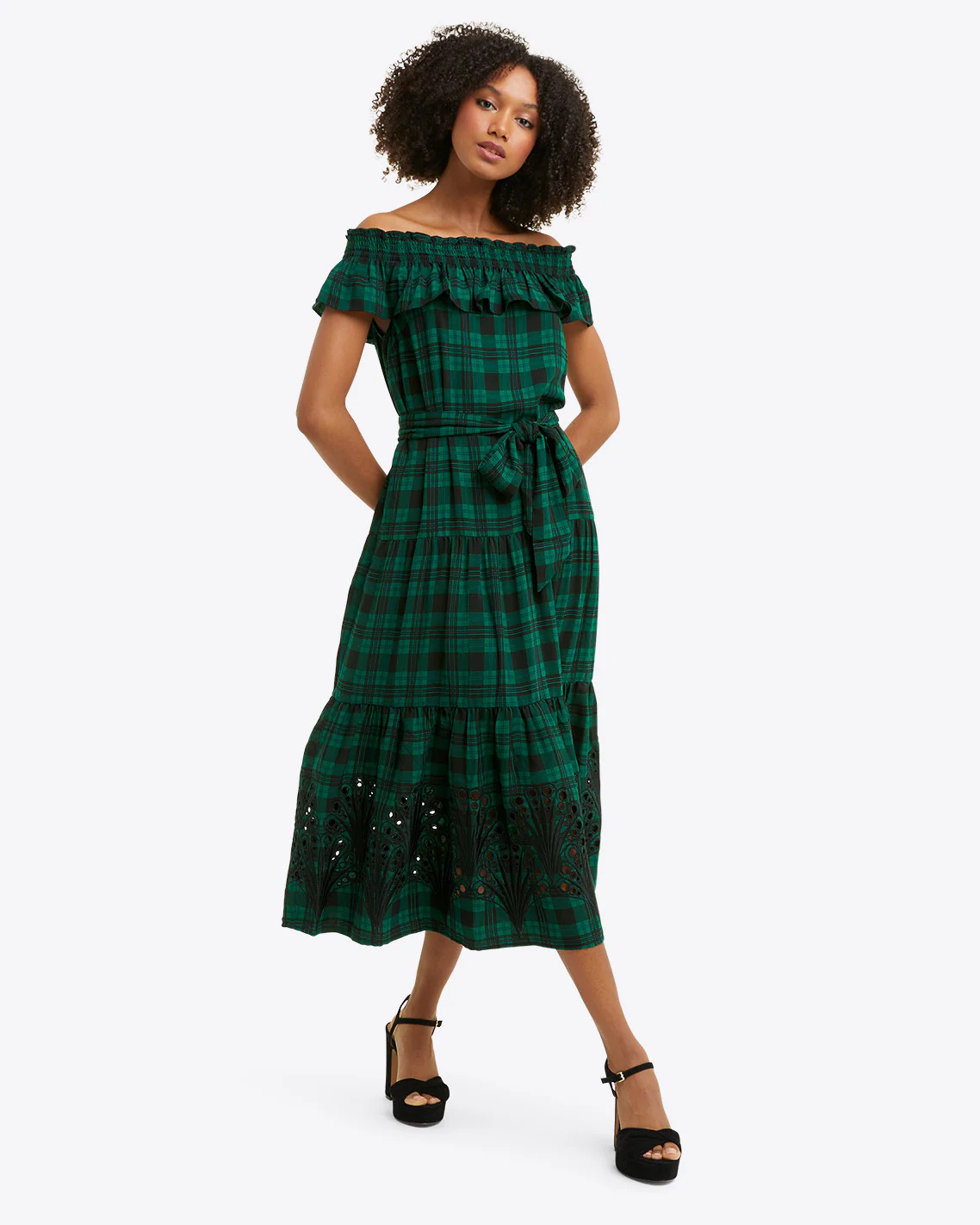 Tie Waist Dress in Blackwatch Plaid | Draper James (US)