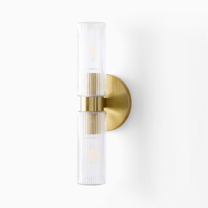 Fluted Double Short Indoor/Outdoor Sconce (3") | West Elm (US)