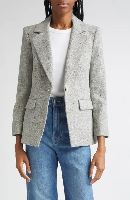 Veronica Beard Healy Donegal Tweed Dickey Jacket in Antique Blue Melange at Nordstrom, Size 16 | Nordstrom