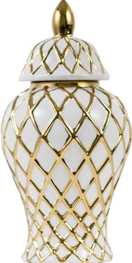 Decorative Ginger jar, Ceramic Ginger jar with lid, Suitable for Farmhouse Tabletop, Wedding Deco... | Amazon (US)