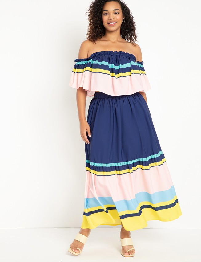 Colorblock Maxi Skirt - Summer Stripe | Eloquii