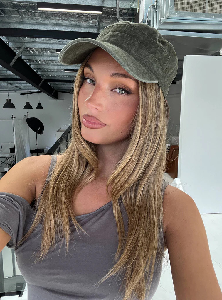 Odera Military Cap Washed Khaki | Princess Polly US