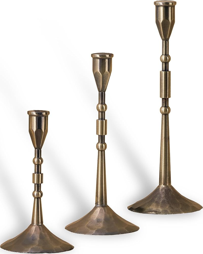 Handmade Taper Vintage Candle Holders, Set of 3 Candle Sticks Holder Decor, Candlestick Holders (... | Amazon (US)