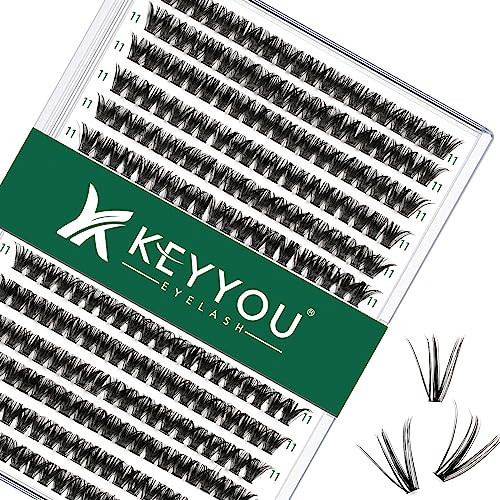 KEYYOU Lash Clusters 300pcs Individual False Eyelashes 50D-0.07D Curl 11mm DIY Eyelash Extension Soft&Natural Cluster Lashes (Black, Flexible and Lightweight) | Amazon (US)
