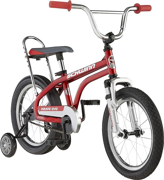 Schwinn Krate Evo Classic Kids Bike, 16-Inch Wheels, Boys and Girls Ages 3-5 Years, Removable Tra... | Amazon (US)