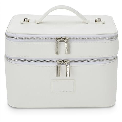 ETOILE - Duo Vanity Case Off White - Large Functional Travel Makeup Bag Organizer with Removable Divider & Mirror | Amazon (US)