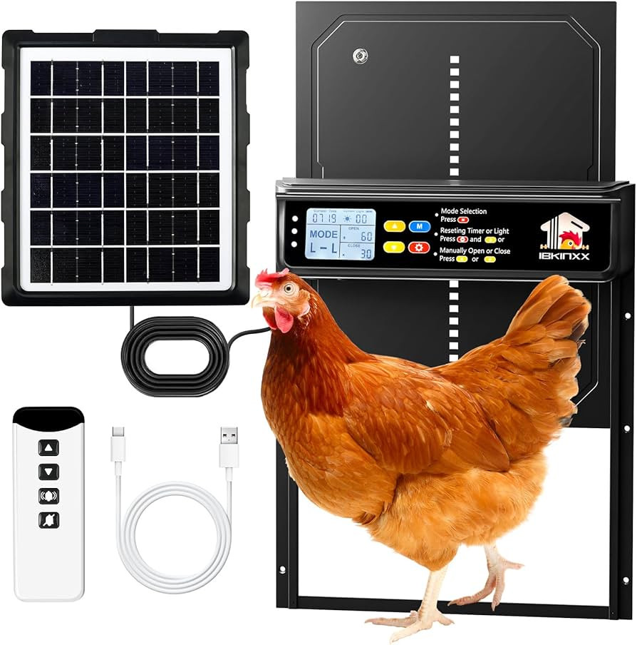 Automatic Chicken Coop Door Solar Powered with Timer, Light Sensor, Remote Control, LCD Display, ... | Amazon (US)
