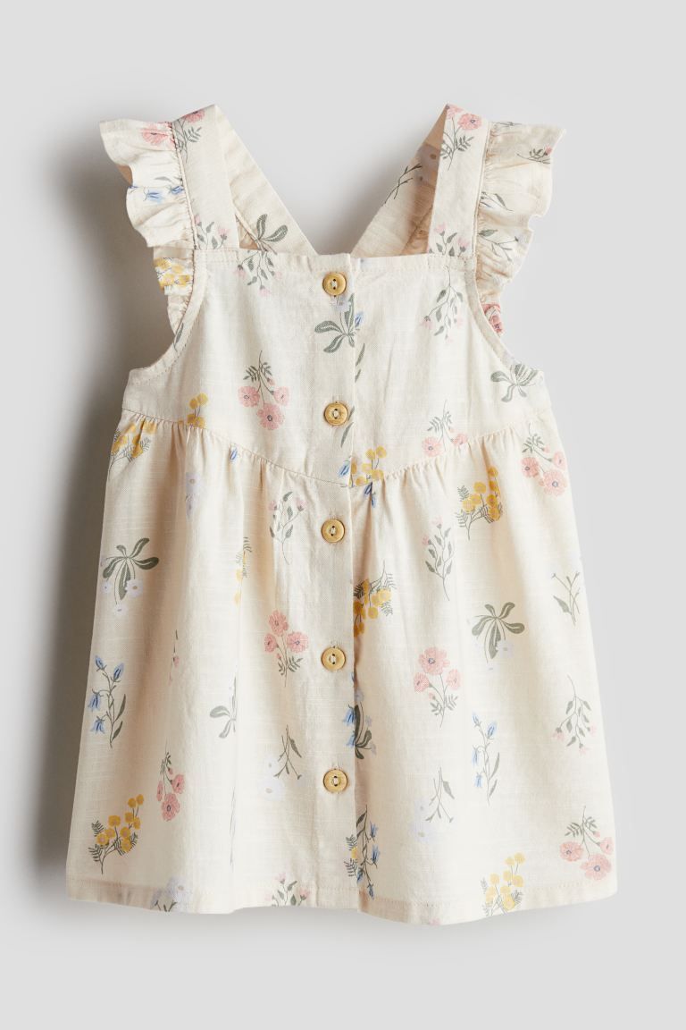 Ruffle-trimmed Cotton Dress - Cream/floral - Kids | H&M US | H&M (US + CA)