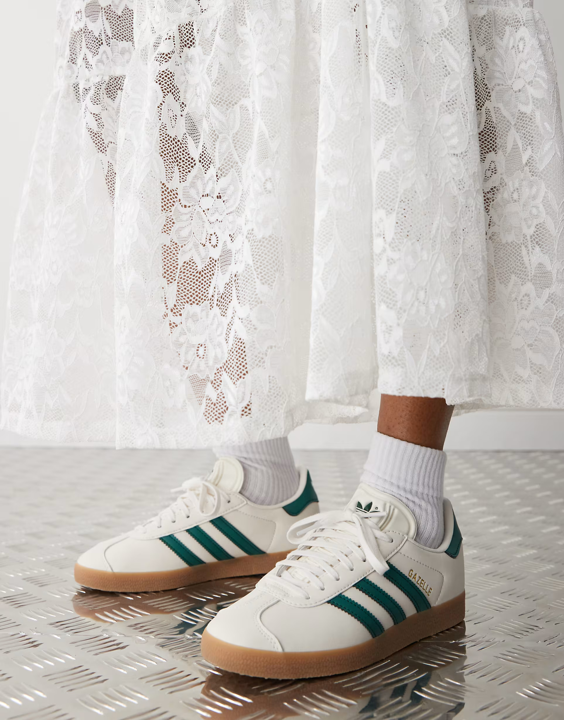 adidas Originals Gazelle trainers in cream and green | ASOS (Global)