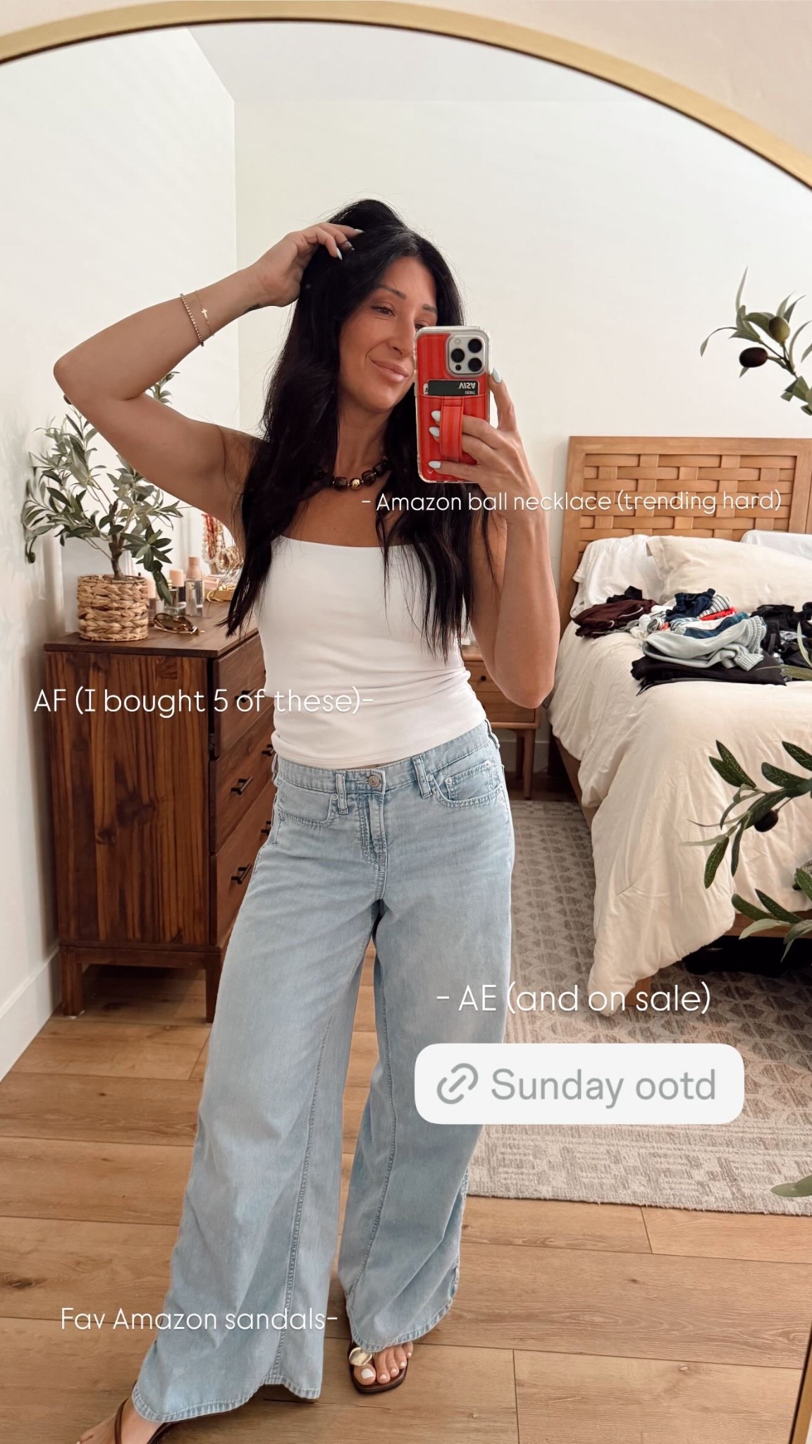 - AE (and on sale) AF (I bought 5 of these)- - Amazon ball necklace (trending hard) Fav Amazon sandals-