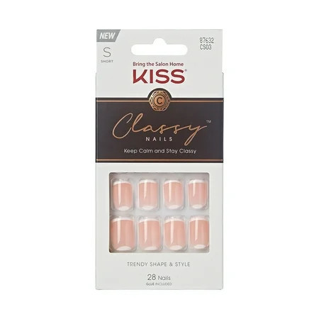 KISS Classy Nails Press-On Nails Simple Enough Beige Short Squoval 28 Count | Walmart (US)
