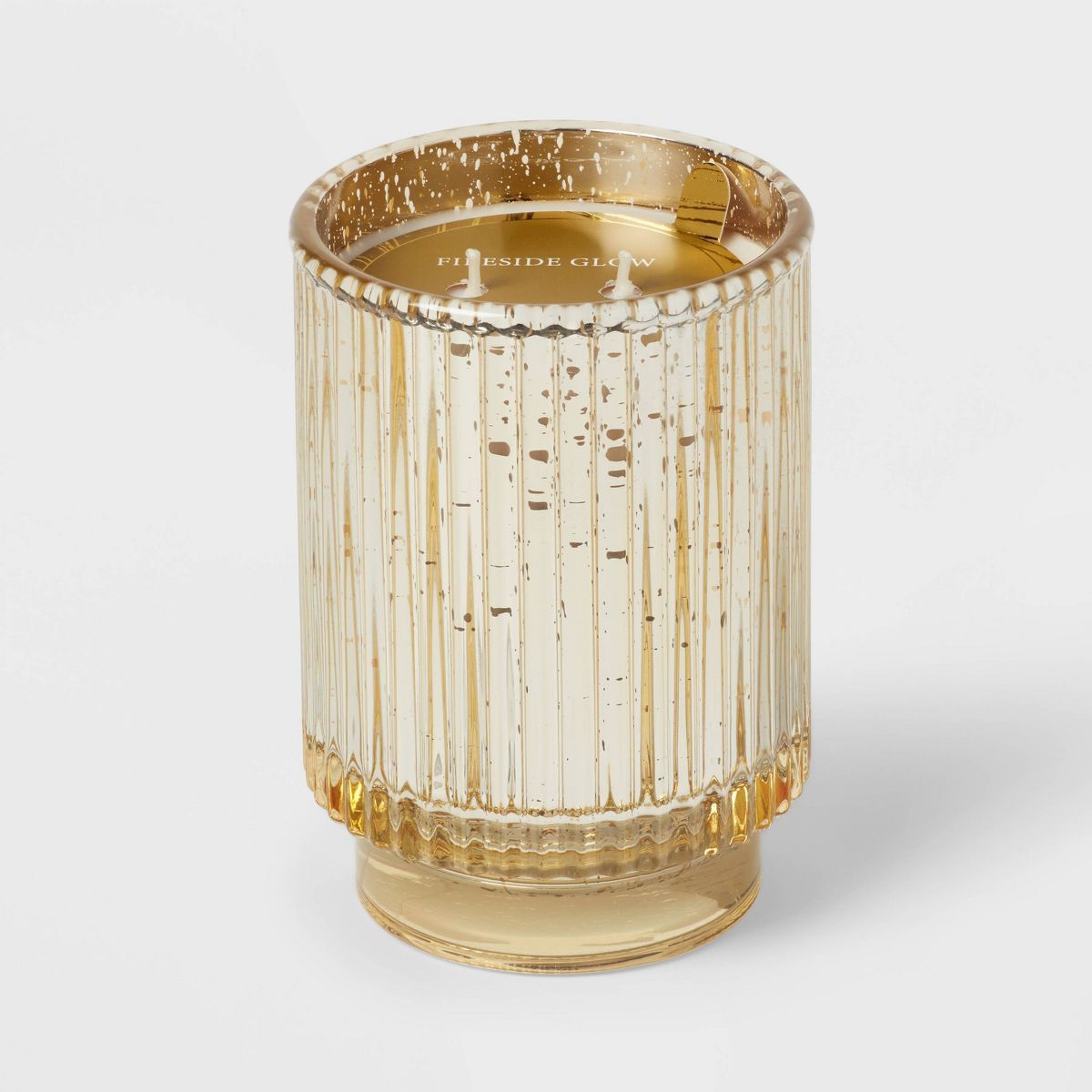 Ribbed Mercury Glass Fireside Glow Footed Jar Candle Gold - Threshold™ | Target