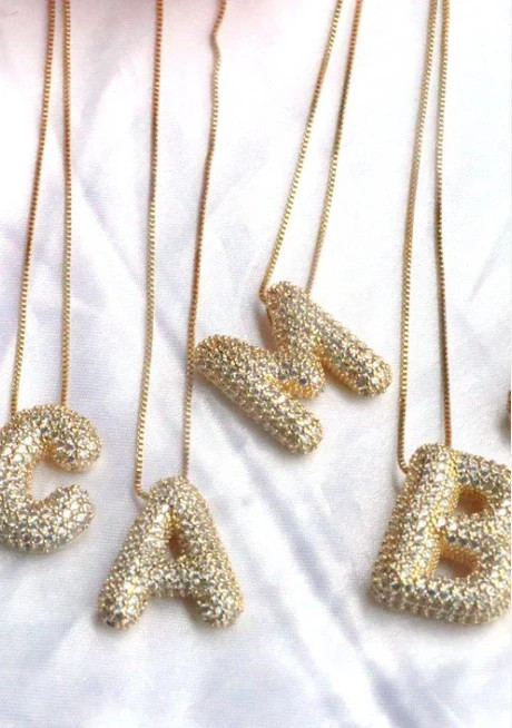 Jewel Bubble Initial Necklace Gold S | Casual Chic Boutique