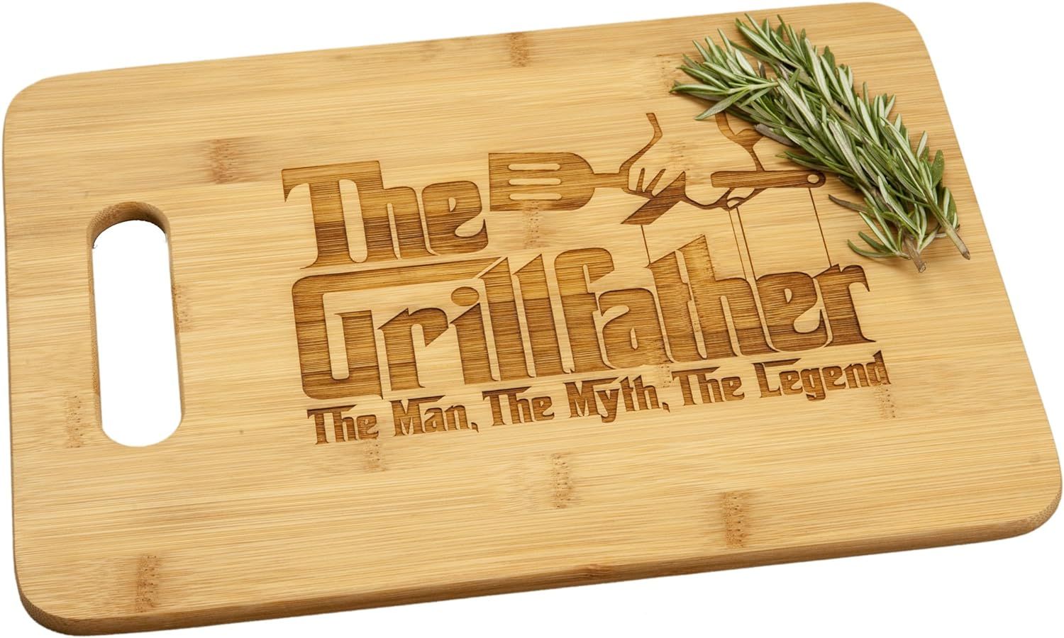 Grillfather Grill Father Engraved Bamboo Wood Cutting Board with Handle Funny Gift for Birthday o... | Amazon (US)