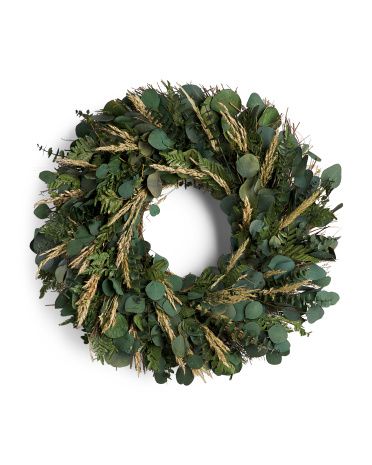 22in Real Preserved Salal Caspia And Eucalyptus Wreath | TJ Maxx