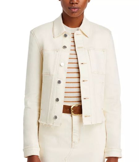 Ivory denim jacket on sale. Great jacket for spring and summer. 

#LTKOver40 #LTKSaleAlert