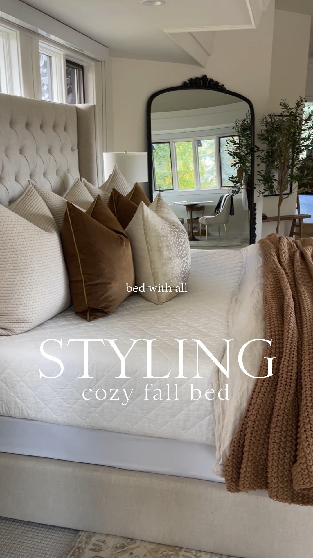 HOME \ styling my cozy bed for the fall season💁🏻‍♀️ Adding in some browns to warm up the space🤎🤎 SO many great classic bedding finds from Amazon and Target👌🏻 Here’s what I used today👇🏻
+ sheets (35% off code: CE-SBKLIVING)
+ cotton quilt
+ sleeping pillows
+ silk pillow case
+ linen duvet
+ fluffy duvet insert
+ brown knit bed blanket
+ velvet brown pillows ($17!!)
+ printed pillow 

Bedroom decor
Bedding


#LTKSeasonal #LTKVideo #LTKHome